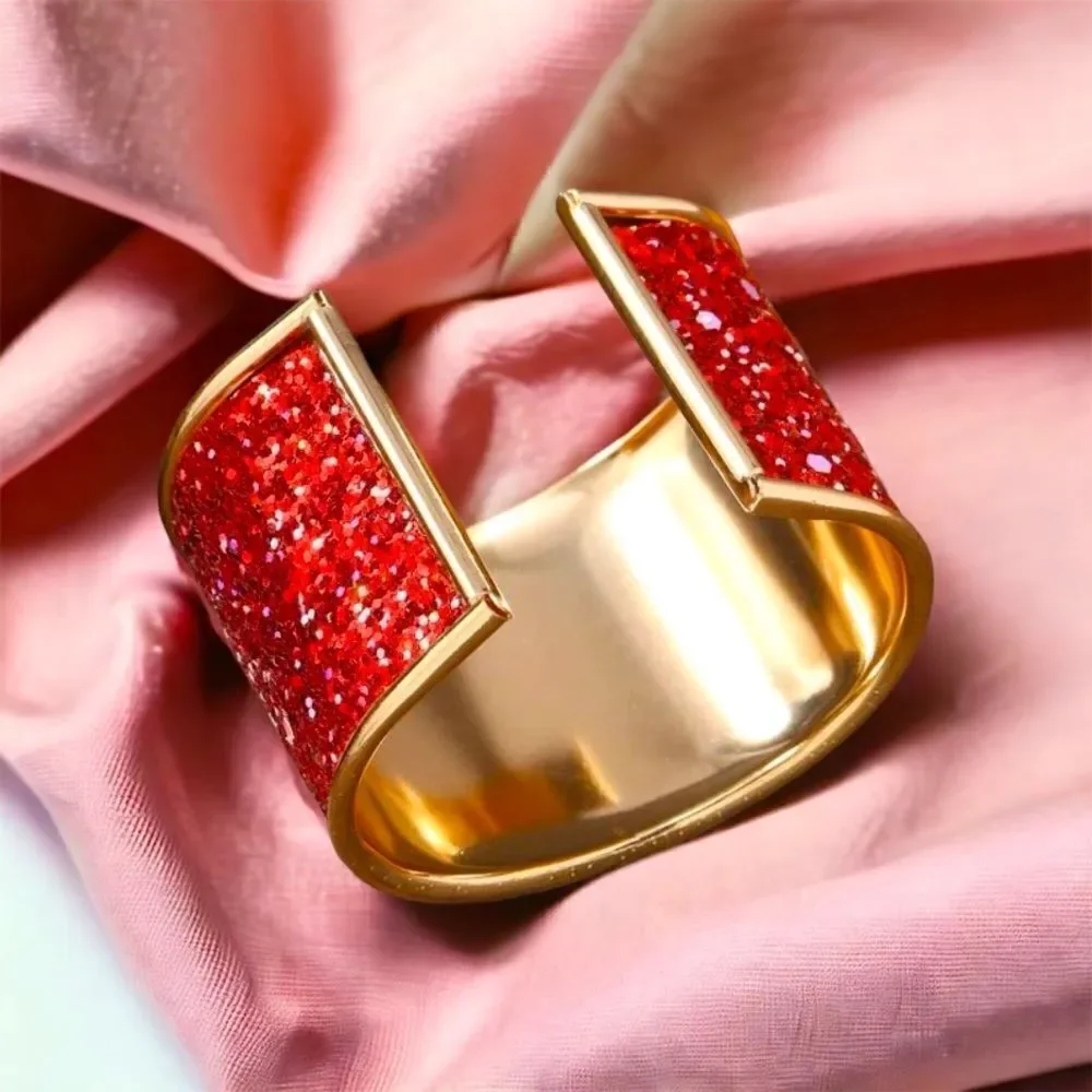 Red Glitter Bling Bracelet l Cuff l New